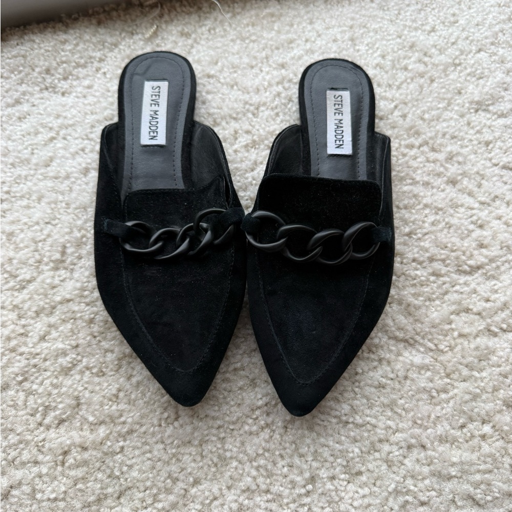Forte Black Women's Mules with Chain Detail